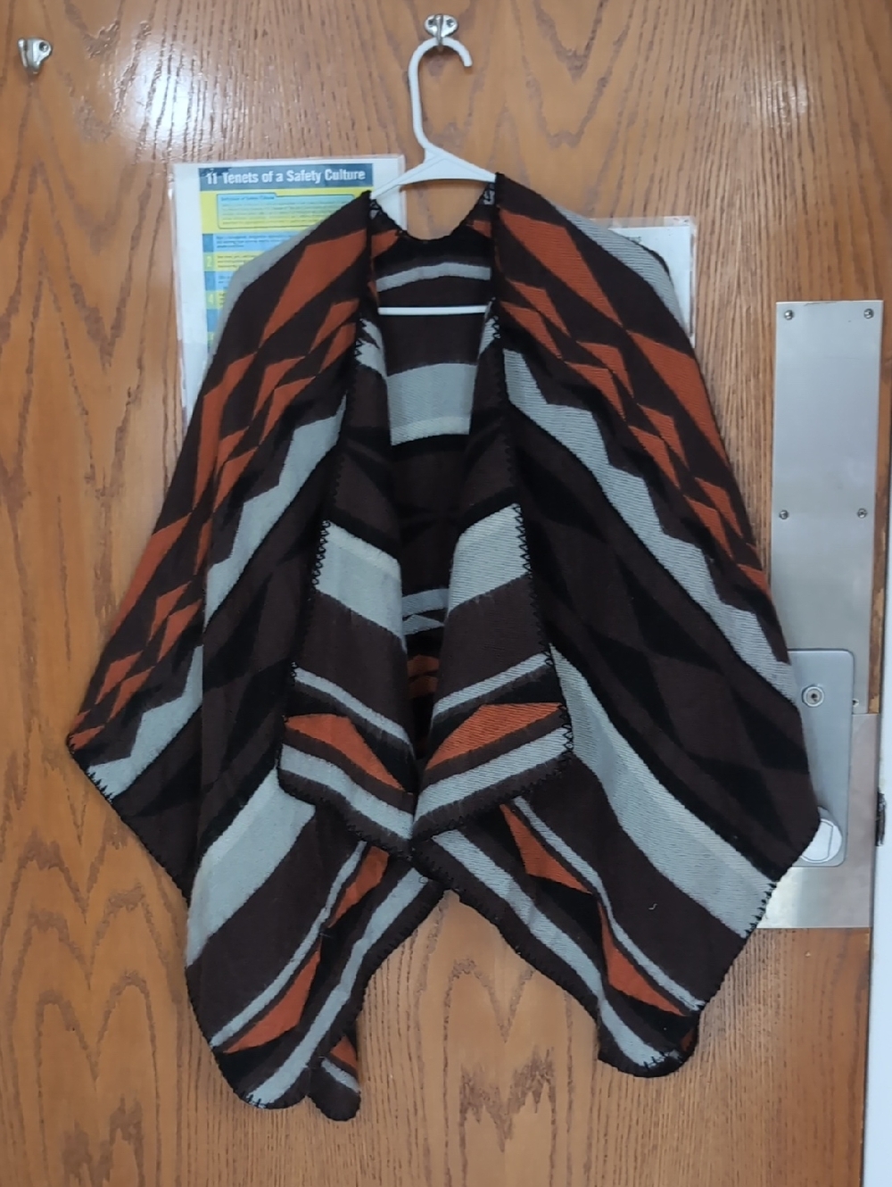 new directions Black, Gray & Orange Geometric Cape